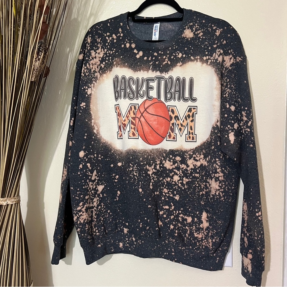 Basketball mom sublimation bleached crewneck